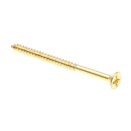 Wood Screw, Flat Head, Phillips Drive #6 X 2in Solid Brass 50PK